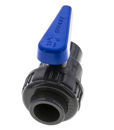 PVC 2-way Ball Valve Single Union 25 mm Socket EPDM