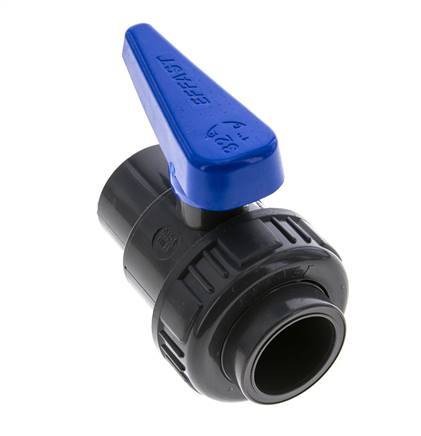 PVC 2-Wege-Kugelhahn 1fach Überwurfmutter 32 mm Buchse EPDM