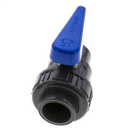 PVC 2-Wege-Kugelhahn 1fach Überwurfmutter 32 mm Buchse EPDM