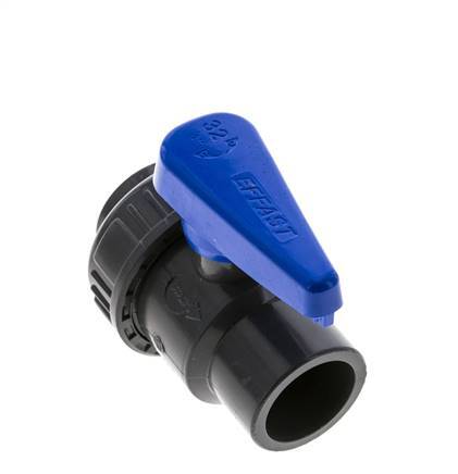 PVC 2-Wege-Kugelhahn 1fach Überwurfmutter 32 mm Buchse EPDM