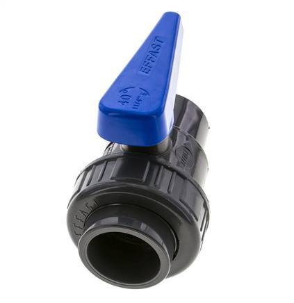PVC 2-Wege-Kugelhahn 1fach Überwurfmutter 40 mm Buchse EPDM