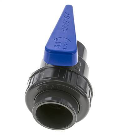 PVC 2-Wege-Kugelhahn 1fach Überwurfmutter 50 mm Buchse EPDM