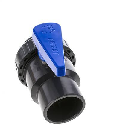 PVC 2-Wege-Kugelhahn 1fach Überwurfmutter 63 mm Buchse EPDM