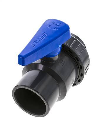 PVC 2-Wege-Kugelhahn 1fach Überwurfmutter 63 mm Buchse EPDM