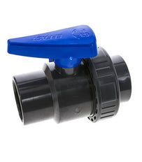 PVC 2-Wege-Kugelhahn 1fach Überwurfmutter 63 mm Buchse EPDM