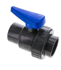 PVC 2-Wege-Kugelhahn 1fach Überwurfmutter 63 mm Buchse EPDM