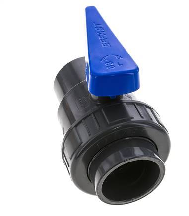 PVC 2-Wege-Kugelhahn 1fach Überwurfmutter 63 mm Buchse EPDM