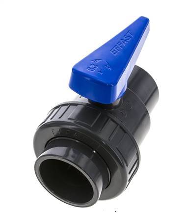 PVC 2-Wege-Kugelhahn 1fach Überwurfmutter 63 mm Buchse EPDM