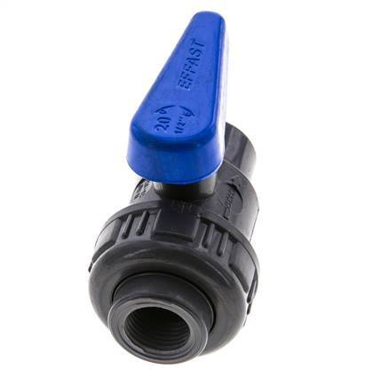 PVC 2-way Ball Valve Single Union Rp 1/2'' EPDM