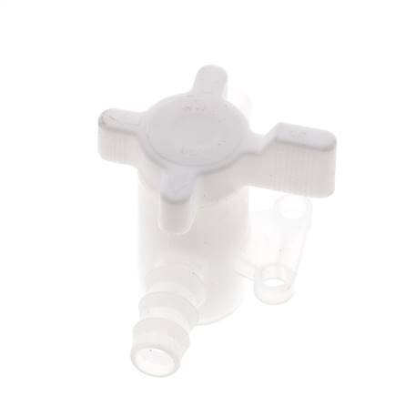 PVDF 2-way Ball Valve 3/8'' (9 mm) Hose Barbs