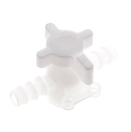 PVDF 2-way Ball Valve 3/8'' (9 mm) Hose Barbs