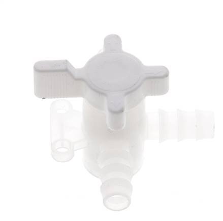 PVDF 3-Wege-Kugelhahn 3/8'' (9 mm) Schlauchverschraubungen