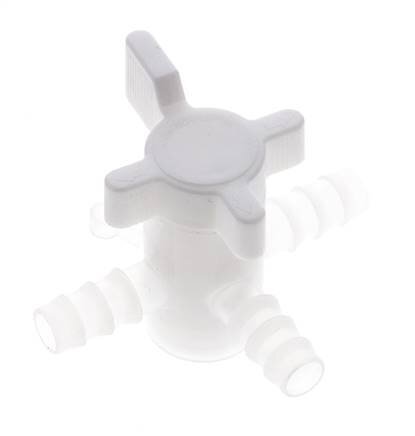 PVDF 3-Wege-Kugelhahn 10 mm Schlauchverschraubungen