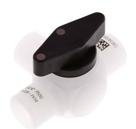 PVDF 3-way Ball Valve G 1/4'' FKM Vacuum