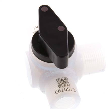 PFA 3-way Ball Valve G 1/4'' FKM Vacuum