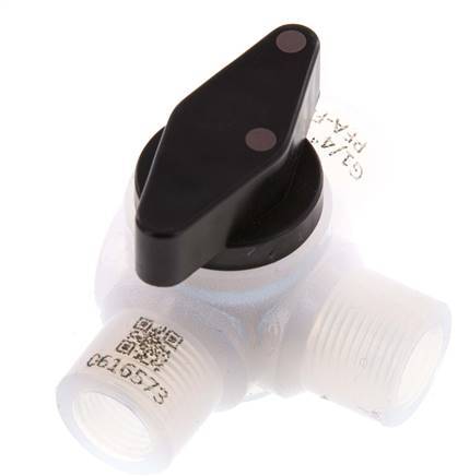 PFA 3-way Ball Valve G 1/4'' FKM Vacuum