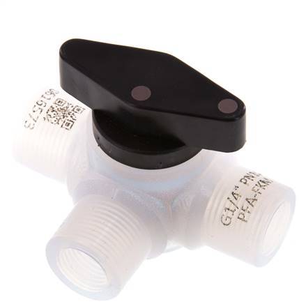 PFA 3-Wege-Kugelhahn G 1/4'' FKM Vakuum