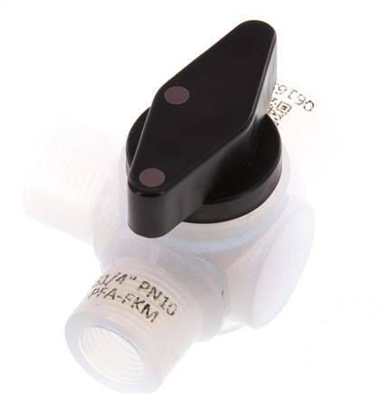 PFA 3-Wege-Kugelhahn G 1/4'' FKM Vakuum