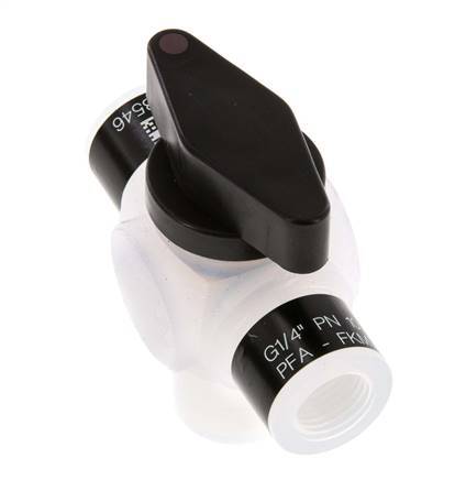 PFA 3-Wege-Kugelhahn G 1/4'' FKM Vakuum