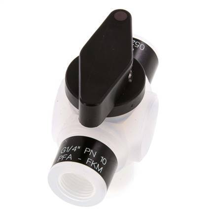 PFA 3-Wege-Kugelhahn G 1/4'' FKM Vakuum