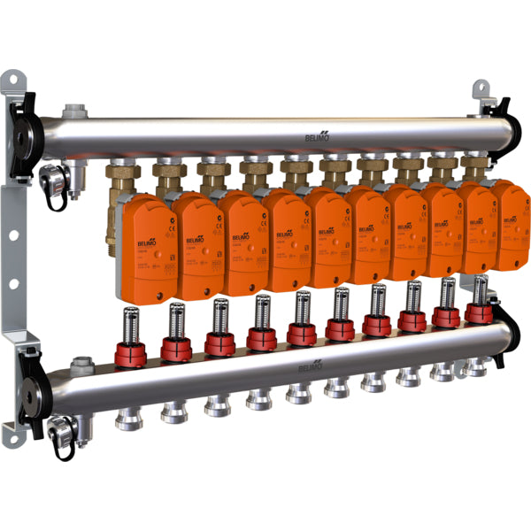 Elektrischer Verteiler Zonenventil Messing 6bar/87psi 24 V AC/DC 10 Ventile Belimo