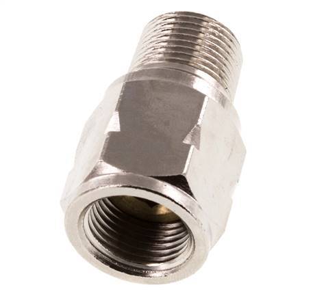 R/Rp 3/8'' M/F Mini Check Valve Nickel-Plated Brass 10 bar (145 psi) NBR No Spring