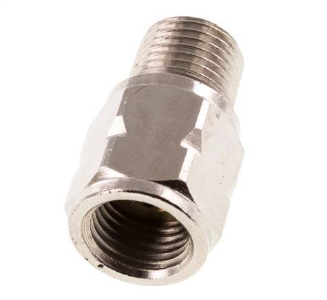 R/Rp 1/4'' M/F Mini Check Valve Nickel-Plated Brass 10 bar (145 psi) FKM No Spring