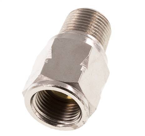 R/Rp 3/8'' M/F Mini Check Valve Nickel-Plated Brass 10 bar (145 psi) FKM No Spring