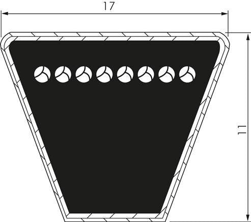 Klassischer Imperialer Keilriem B210 17x11 Li-5334mm Ld-5377mm DIN 2215