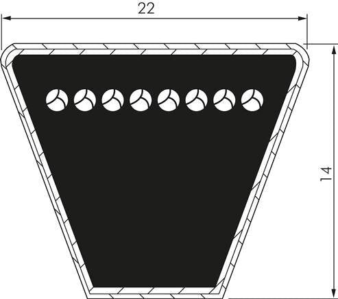 Klassischer Imperialer Keilriem C56 22x14 Li-1425mm Ld-1483mm DIN 2215